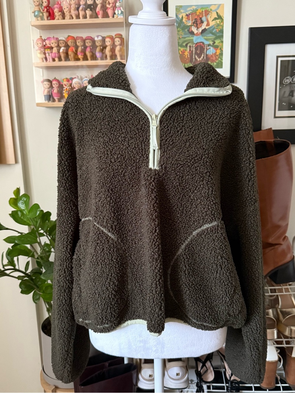 OLD NAVY - Green sherpa half zip